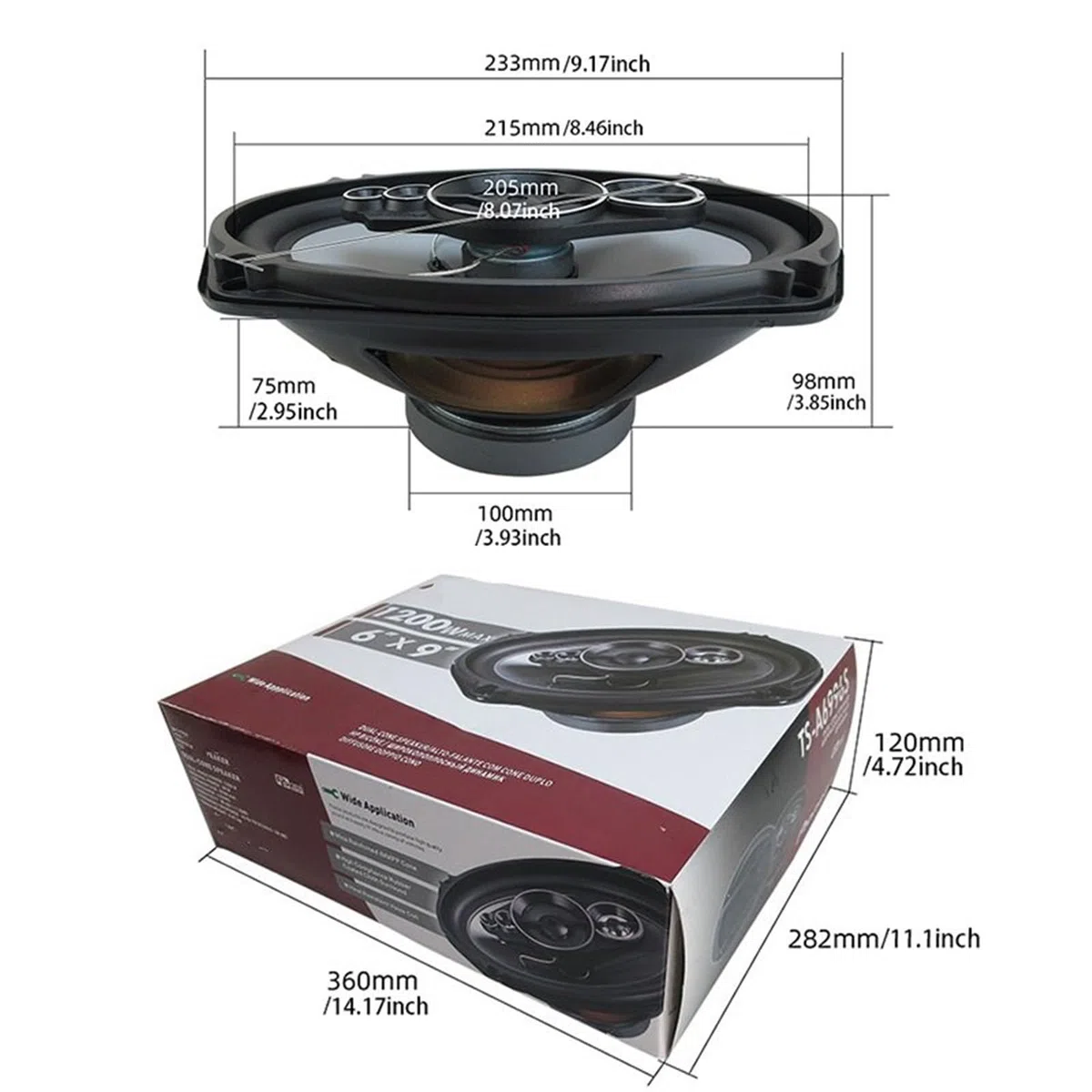Audio para Coche Tweeters para Coche 2 Altavoces coaxiales de Alta fidelidad de frecuencia Completa de 5 vías para automóvil, 6 x 9 Pulgadas (2 x 1200 W), 2400 W, modificados