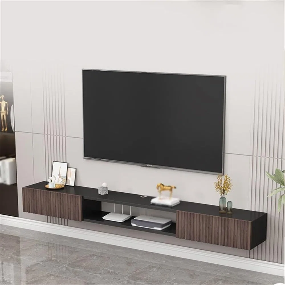Soporte TV Pared Soporte de TV Flotante, Centro Entretenimiento Pared, Consola Multimedia for, estantes flotantes con Puerta Mueble de TV con estantes