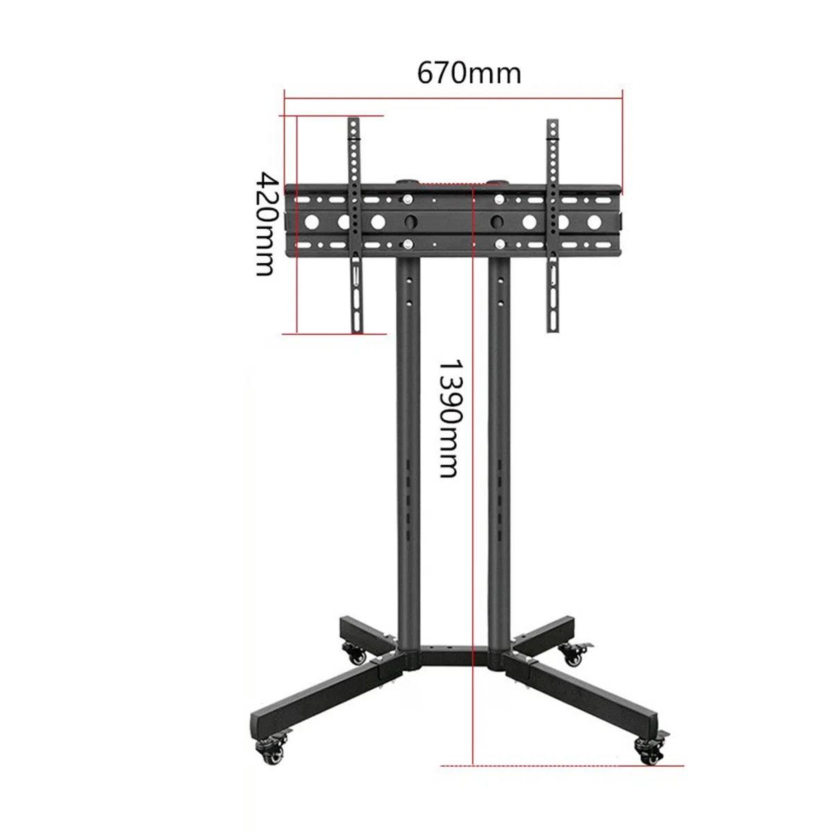 Carrito de TV móvil para pantallas de 50 a 60 pulgadas, soporte rodante portátil con ruedas de montaje y bloqueo, soporta hasta 66 libras, ideal para uso doméstico y de oficina