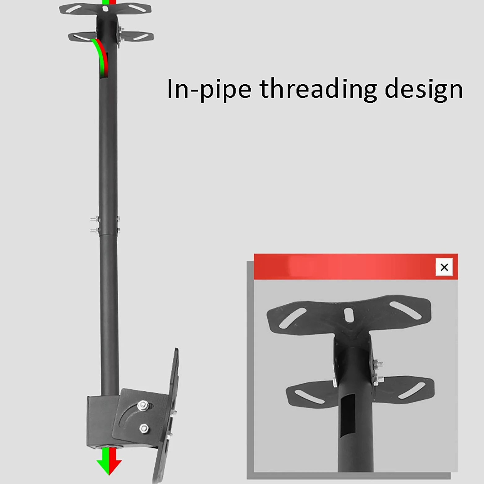 Soporte de techo para TV, compatible con pantallas LCD de 32 a 55 pulgadas, soporta distancia de agujeros de hasta 400 x 400 mm, dos métodos de instalación