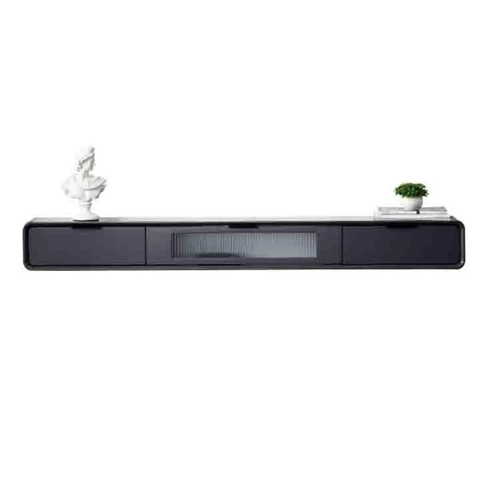 Soporte flotante para TV, estilo moderno, montado en la pared, estantes flotantes con puerta y cajones de cristal, armario de almacenamiento flotante para debajo de televisores (gris, 180 x