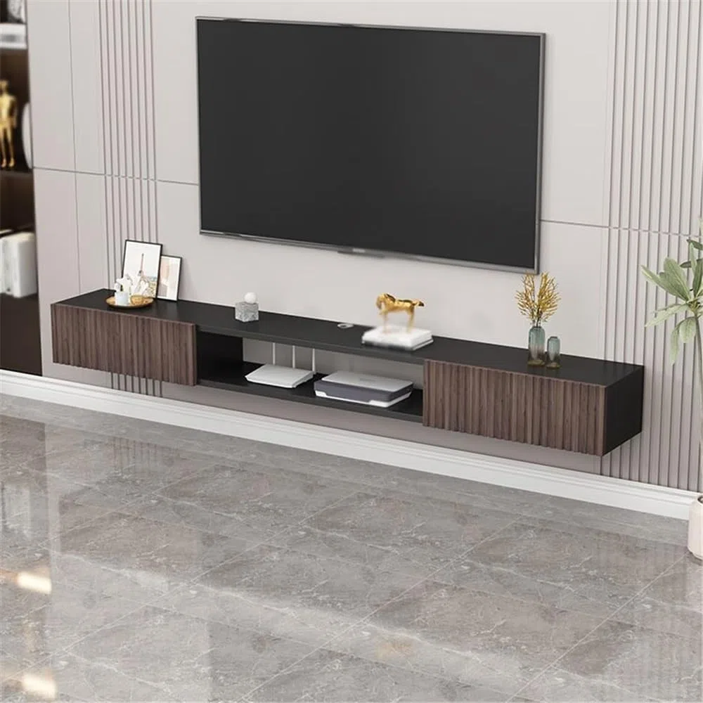 Soporte TV Pared Soporte de TV Flotante, Centro Entretenimiento Pared, Consola Multimedia for, estantes flotantes con Puerta Mueble de TV con estantes