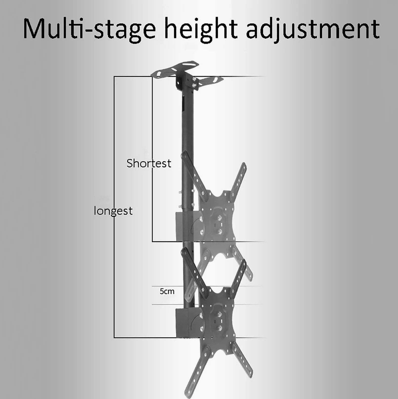 Soporte de techo para TV, compatible con pantallas LCD de 32 a 55 pulgadas, soporta distancia de agujeros de hasta 400 x 400 mm, dos métodos de instalación