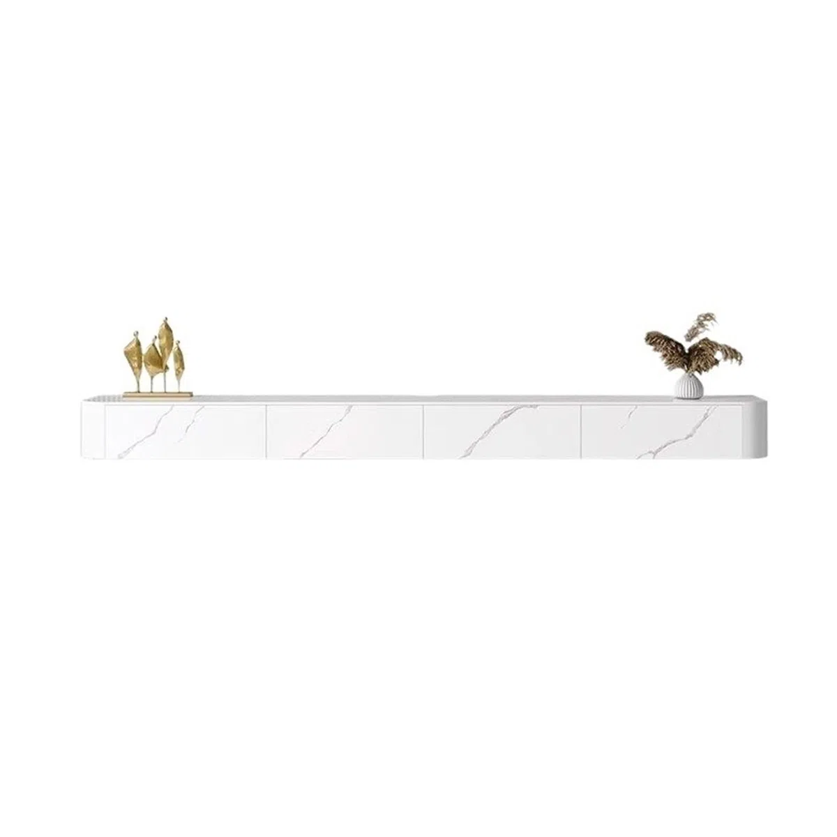 Soporte TV Pared Mueble for TV montado en la Pared Consola Central de Entretenimiento Estilo Minimalista Moderno, Acabado losa Mueble de TV con estantes