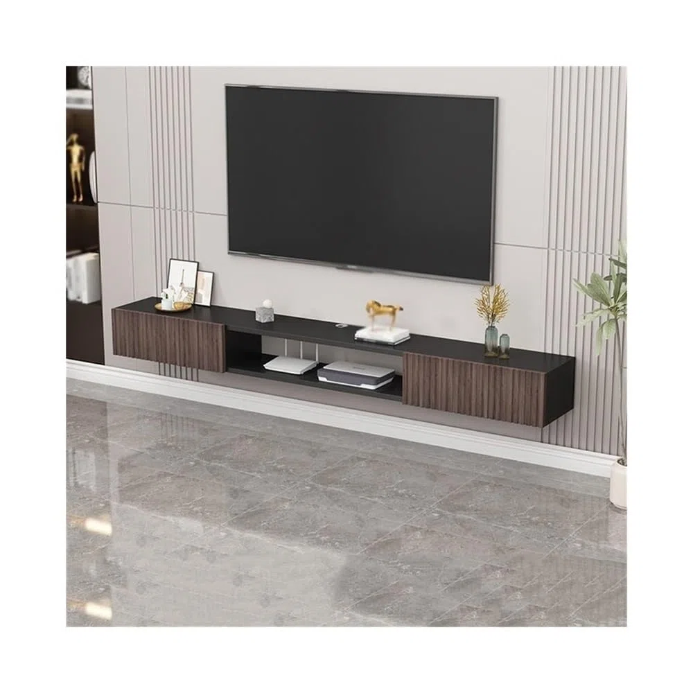 Soporte TV Pared Soporte de TV Flotante, Centro Entretenimiento Pared, Consola Multimedia for, estantes flotantes con Puerta Mueble de TV con estantes