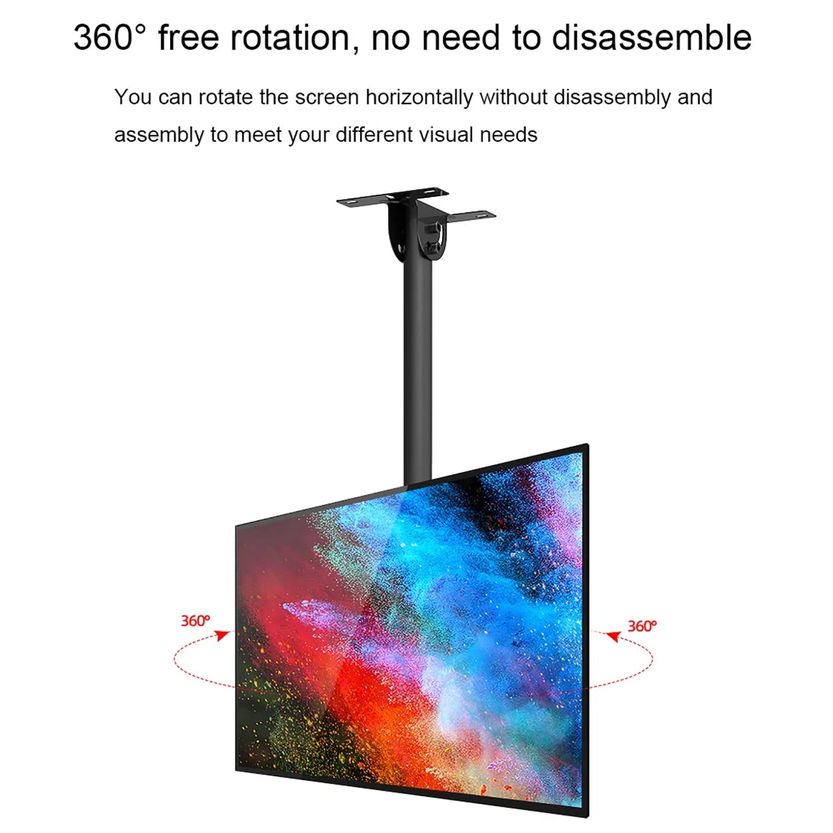 Soporte de techo para TV, altura ajustable, inclinación y soporte giratorio para pantallas planas LED y plasma de 14 a 32 pulgadas