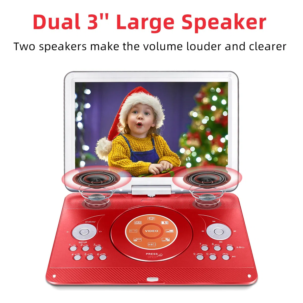 HotHat Reproductor de DVD portátil de 16.9 pulgadas con batería recargable de 6 horas y 5000 mAh, reproductor de DVD de coche portátil con visualización giratoria grande de 14.1 pulgadas,