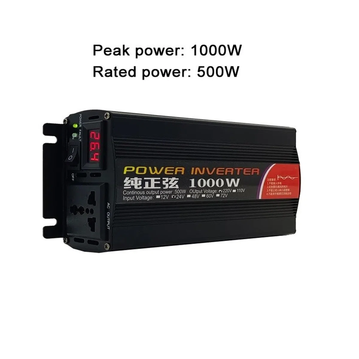 Inversores Solares para Coche 12 V 220 V para 110 V Onda Sinusoidal Pura CC 12 V 24 V 1000 W con Pantalla Digital Única Convertidor(48V,220V(50Hz),Universal)