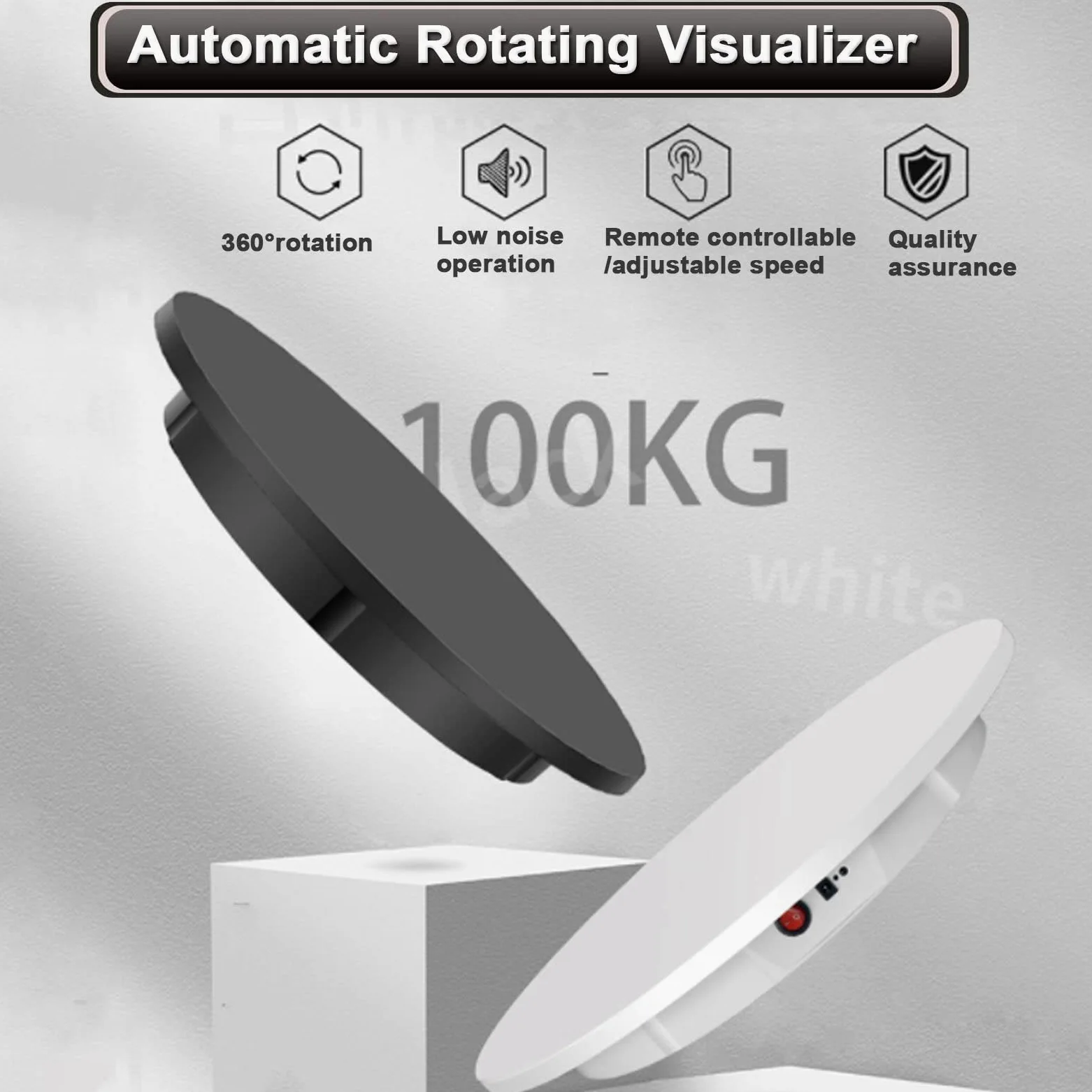Genérico Plato Giratorio eléctrico de 360 Grados para fotografía, Plataforma giratoria automática para exhibición de Joyas, Plato Giratorio para fotografía de Pasteles de Boda.
