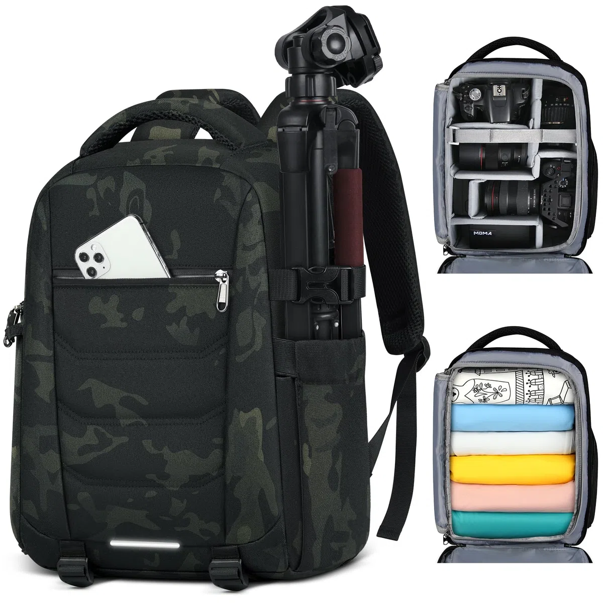 Mochila profesional para cámara réflex digital, sin espejo, impermeable, mochila para portátil de 14 pulgadas con cubierta para lluvia, antirrobo, funda para cámara de viaje, mochila de fotografía de