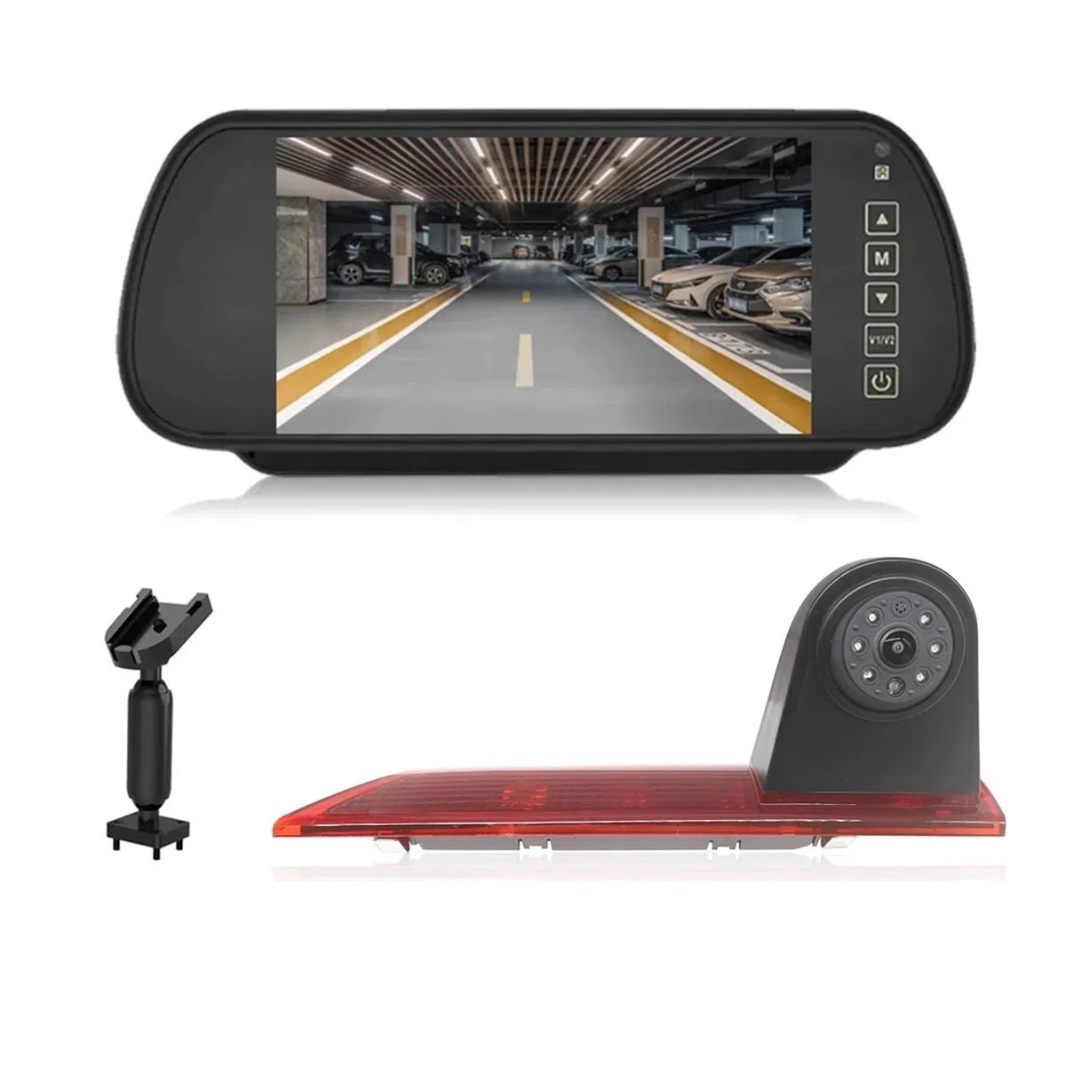 Cámara Visión Trasera Coche Cámara Marcha Atrás Freno Visión Nocturna Prueba Agua Monitor Espejo Retrovisor 7 Pulgadas para Ford para Transit para Custom 2012-2015 Cámara Trasera Coche