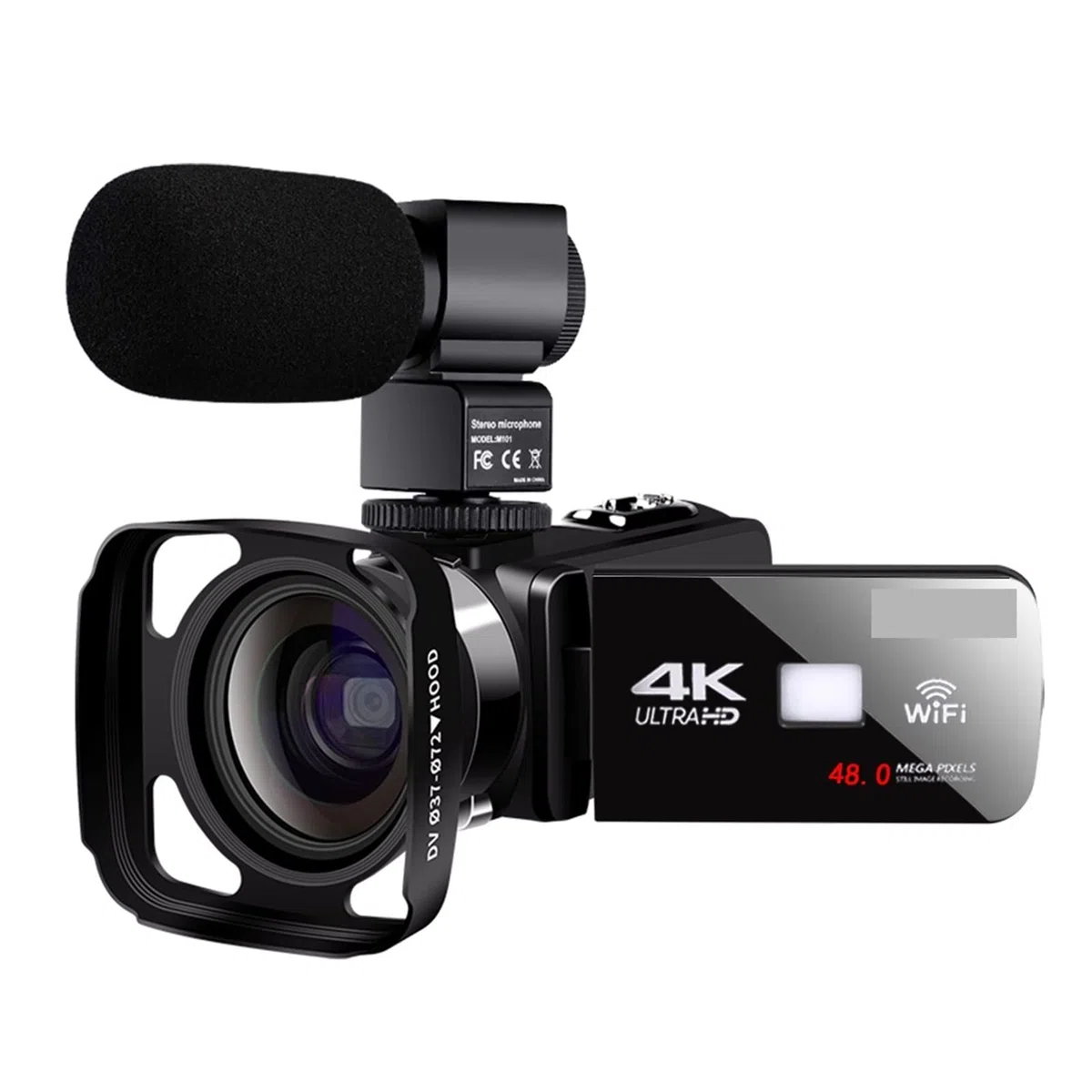 Cámara de Vlogging, Cámara de Video 4K con micrófono Uhd Cámara de videas for transmisión en Vivo WiFi Vlogging Camera de Control Remoto Visión Nocturna Fotografía portátil(No SD Card)