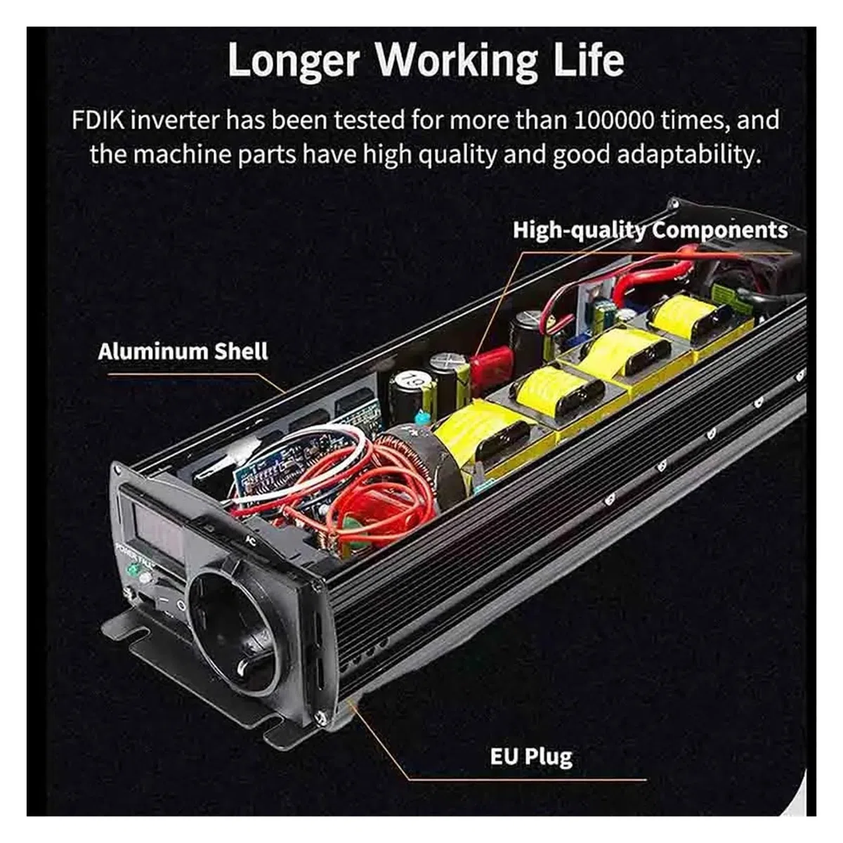 Inversores Solares para Coche 12 V 220 V para 110 V Onda Sinusoidal Pura CC 12 V 24 V 1000 W con Pantalla Digital Única Convertidor(48V,220V(50Hz),Universal)