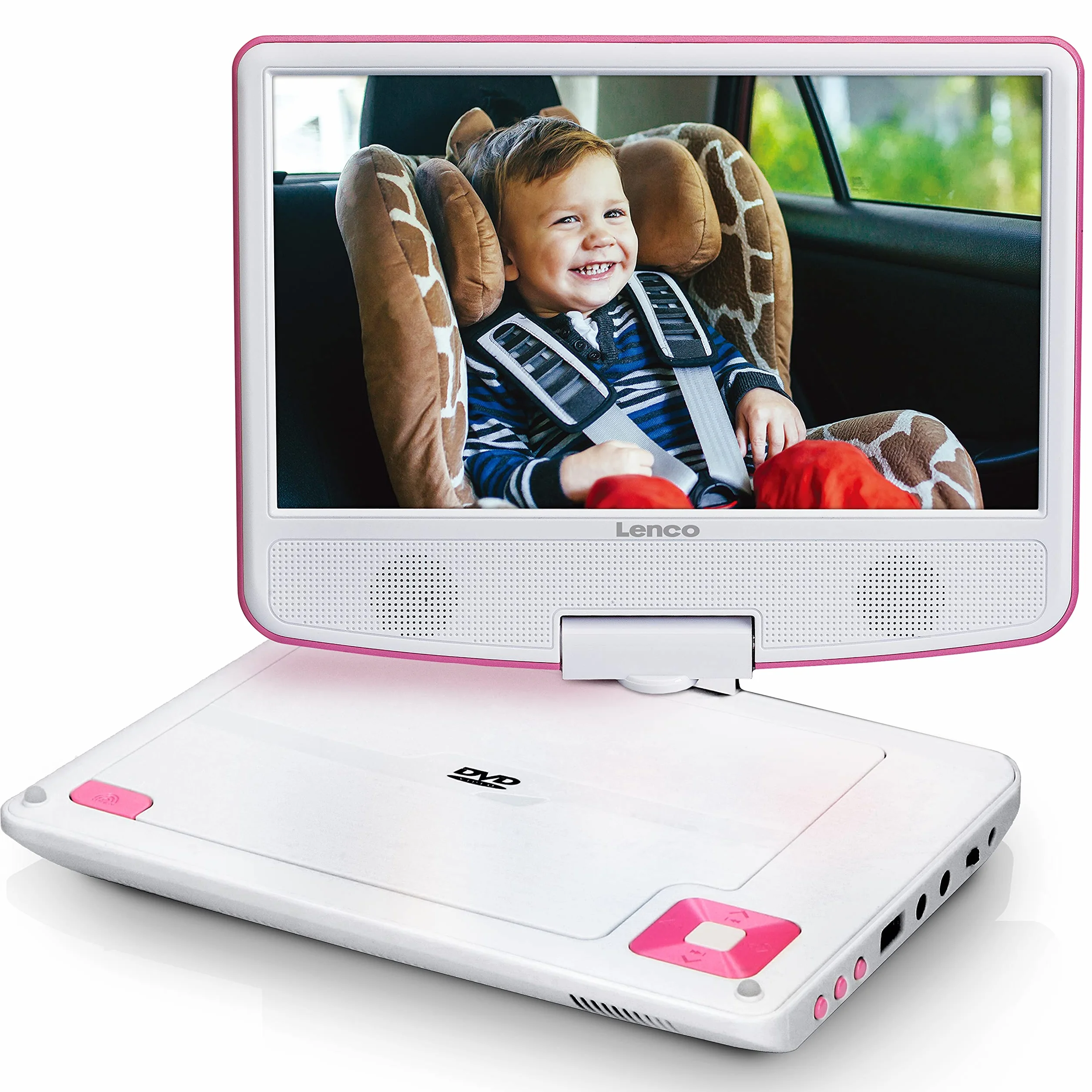 Lenco DVP-910 Reproductor de DVD portátil Convertible Negro, Rosa 22,9 cm (9") - Reproductor portátil (Reproductor de DVD portátil, Convertible, Negro, Rosa, CD,DVD, 22,9 cm (9"), TFT)