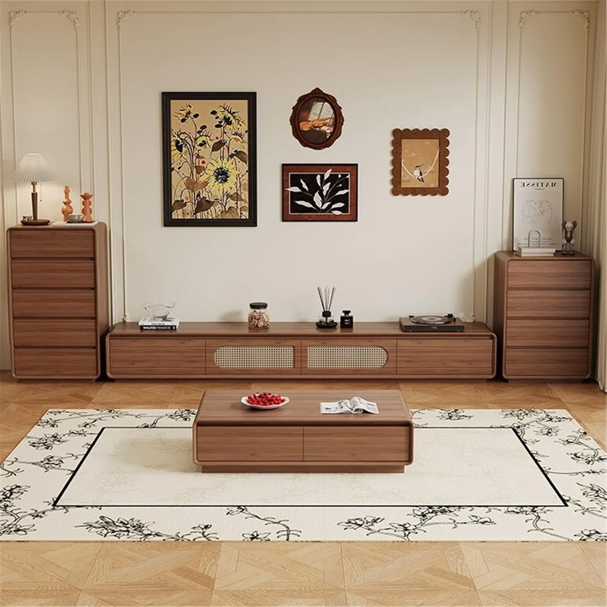 Soporte TV Pared Centro de Entretenimiento Gabinetes Almacenamiento Consola Multimedia Mueble TV pie Mueble de TV con estantes